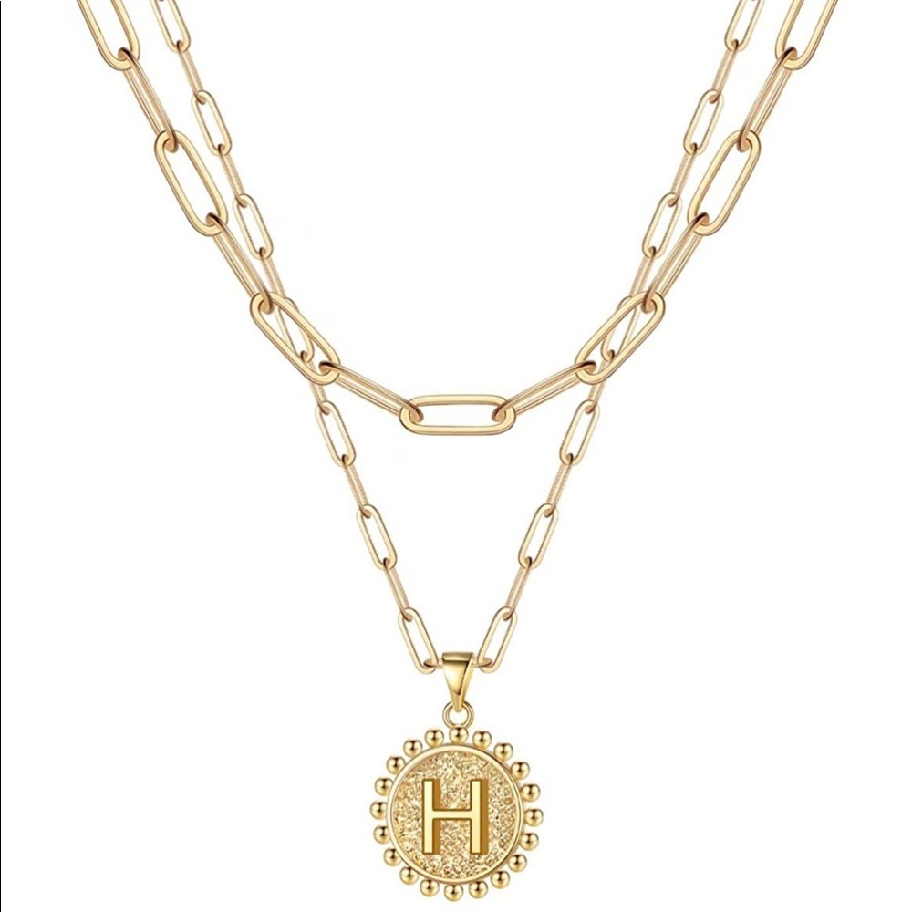 H | 14 K Dainty Layered Initial Necklace for Women *NEW*